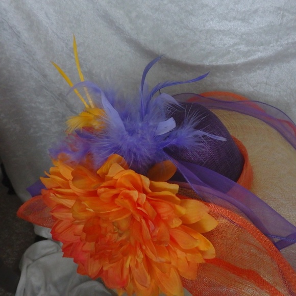 Vivid Purple & Orange Wide-brimmed hat. main image 4
